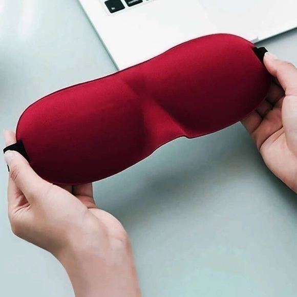 Red Eye Mask Cover Washable Sleep Light Blocking Adjustable Memory Foam - Picture 4 of 7